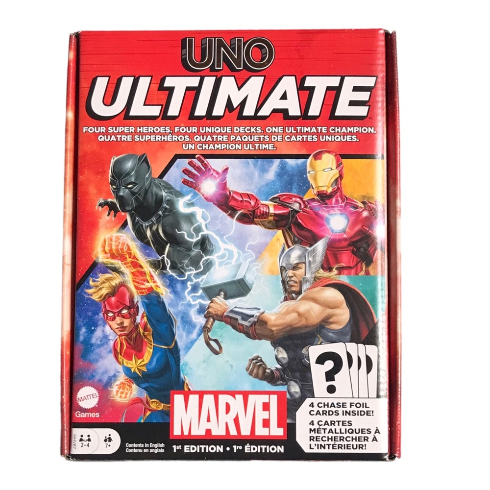 UNO Ultimate Marvel Card Game 2022 4 Chase Foil Cards 1st Edition New In Box